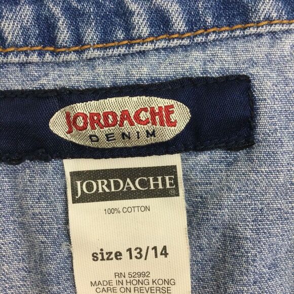Jordache Sleeveless Button Up Pockets Round Neck Denim Dress Blue Size 13/14 - Picture 3 of 11